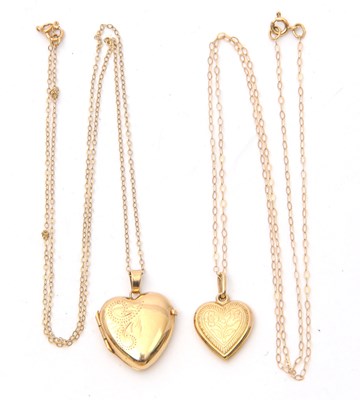 Lot 83 - Two 9ct heart necklaces: the first a 9ct heart...