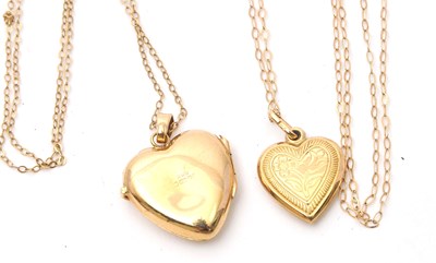 Lot 83 - Two 9ct heart necklaces: the first a 9ct heart...