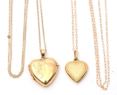 Lot 83 - Two 9ct heart necklaces: the first a 9ct heart...
