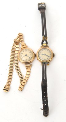 Lot 184 - Two ladies 9ct gold wristwatches, one on a...