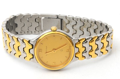 Lot 185 - A two tone ladies Certina wristwatch, the...