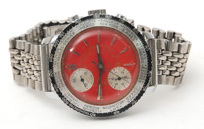Lot 192 - A stainless steel Globa chronograph vintage...