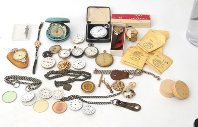Lot 221 - Mixed lot of various watch parts, pocket watch...