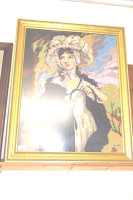Lot 35 - A large needlework picture of a lady