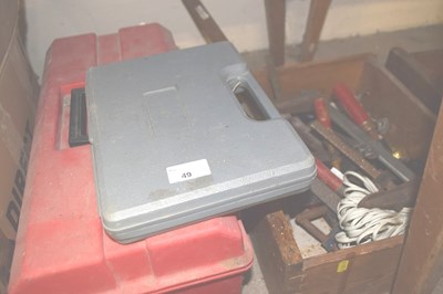 Lot 49 - Red plastic tool box together with a drawer of...