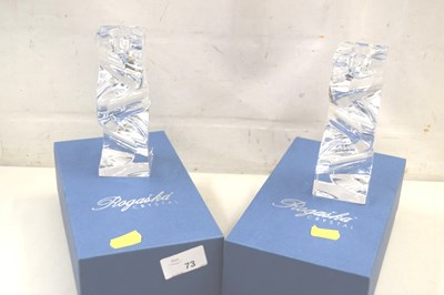 Lot 73 - A pair of crystal glass candlesticks