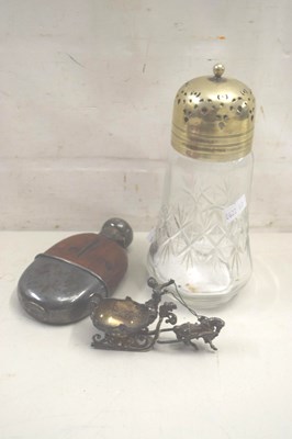 Lot 95 - Mixed Lot: Small hip flask, sugar castor and a...