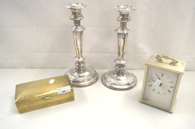 Lot 96 - Pair of silver plated candlesticks, modern...