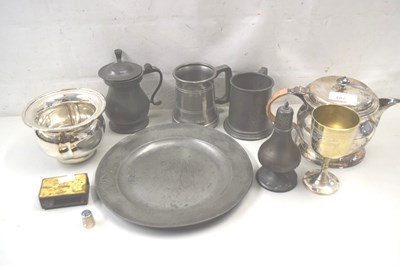 Lot 107 - Mixed Lot: Small pewter tankard, silver plated...