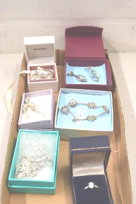 Lot 117 - A box of various silver pendants, necklace,...
