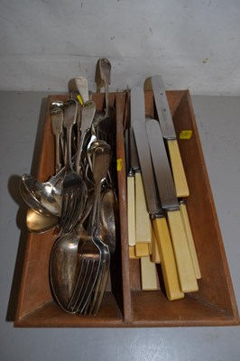 Lot 217 - A box of various silver plated and steel cutlery