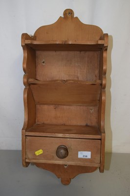 Lot 216 - Small pine wall shelf