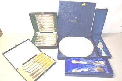 Lot 255 - Case of fish cutlery an a case of butter...