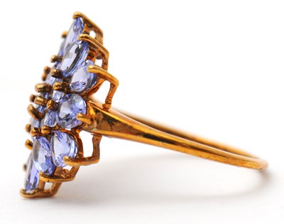 Lot 17 - A 9ct tanzanite cluster ring, the cluster...
