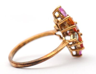 Lot 18 - A 9ct multi gemset ring, set with oval and...