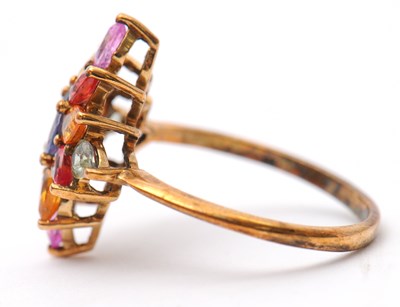 Lot 18 - A 9ct multi gemset ring, set with oval and...