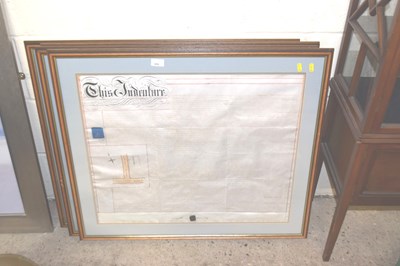 Lot 306 - Group of five framed antique indentures