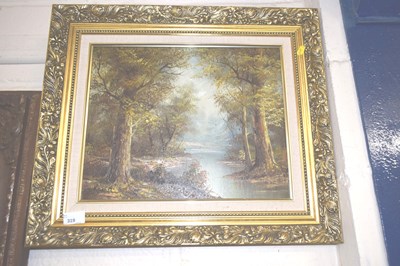 Lot 319 - Modern oil on canvas study of a woodland scene