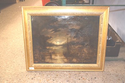 Lot 324 - Oil on canvas study of Breydon Water, set in a...