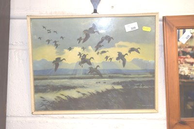 Lot 329 - A Peter Scott coloured print of flighting ducks
