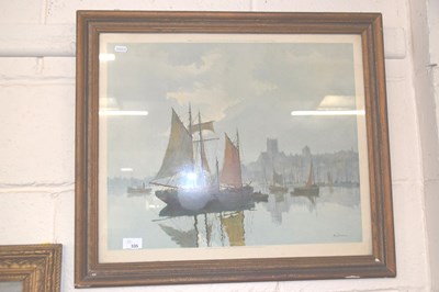 Lot 335 - Coloured print of a harbour scene