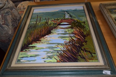 Lot 408 - A J A Hook study of a river scene, oil on board