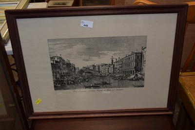 Lot 448 - A monochrome print of a Venetian canal scene