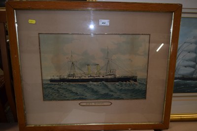 Lot 452 - Framed study of HMS Hawke