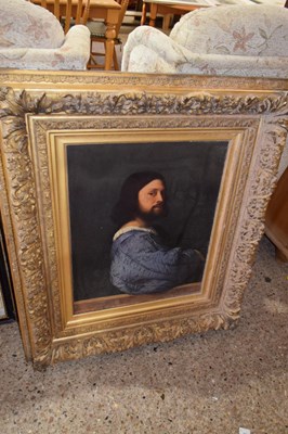 Lot 469 - After Titian portrait of a man, print on hard...