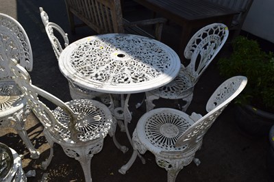Lot 481 - A cast aluminium garden table and four chairs