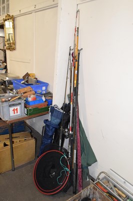 Lot 707 - Mixed Lot: Various fishing rods, nets, folding...