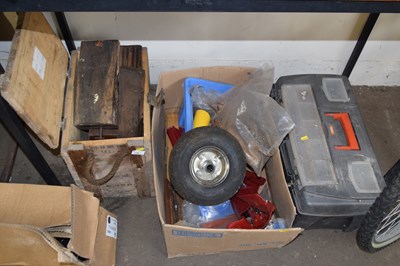 Lot 740 - Three boxes of assorted tools, workshop...