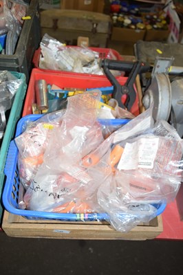 Lot 749 - A wooden box of various tools, garage...