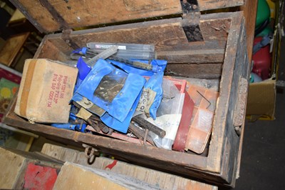 Lot 758 - A wooden tool box and contents