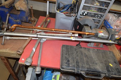 Lot 770 - Large wrench and group of large wheel braces