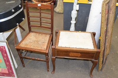 Lot 794 - A rush seated chair and a piano stool