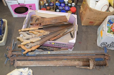 Lot 805 - Mixed Lot: An Acro prop, vintage saws, large...
