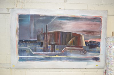 Lot 848 - Joseph Flack industrial landscape, oil on canvas