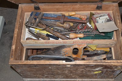 Lot 854 - Pine tool chest and contents