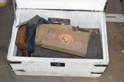Lot 856 - A wooden tool box and contents