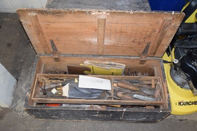 Lot 858 - Pine toolbox and contents