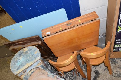 Lot 861 - A folding child's desk with two chairs...