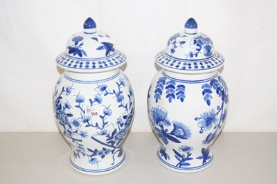 Lot 508 - A pair of reproduction blue and white vases