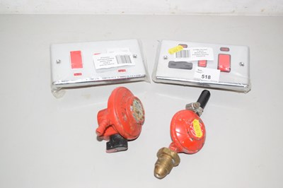 Lot 518 - Two as new plug sockets and two gas gauges