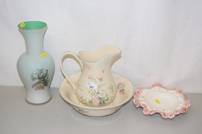Lot 537 - A wash bowl and jug, an opaque glass vase etc