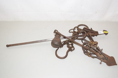 Lot 541 - Two butchers steel yard scales