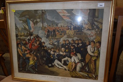 Lot 454 - a coloured print The Death of Lord Viscount...