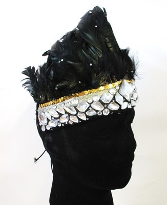 Lot 213 - A bejewelled feather crown headress, with...
