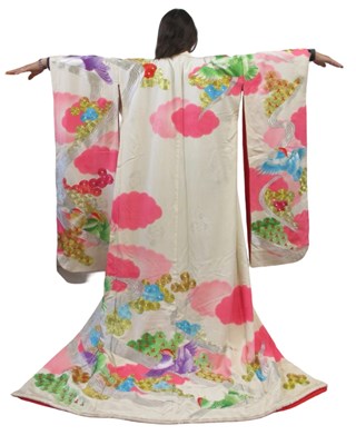 Lot 159 - A 20th century silk kimono, with painted and...