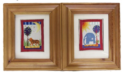 Lot 230 - Two contemporary polychrome silkwork and gilt...